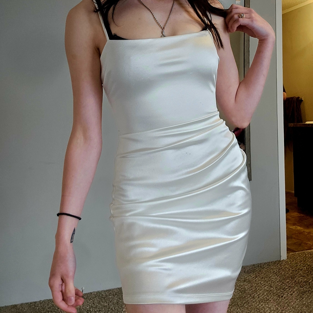 Elegant White Satin Dress